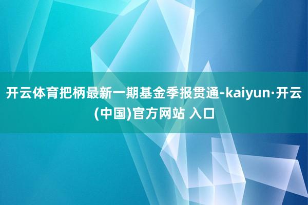 开云体育把柄最新一期基金季报贯通-kaiyun·开云(中国)官方网站 入口