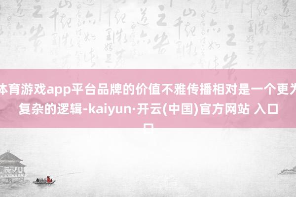 体育游戏app平台品牌的价值不雅传播相对是一个更为复杂的逻辑-kaiyun·开云(中国)官方网站 入口