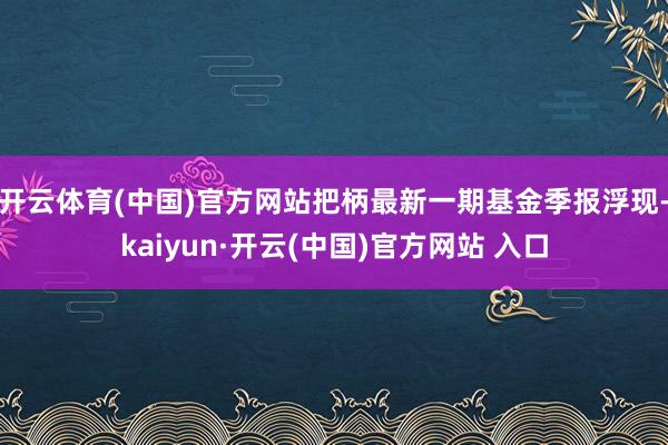 开云体育(中国)官方网站把柄最新一期基金季报浮现-kaiyun·开云(中国)官方网站 入口