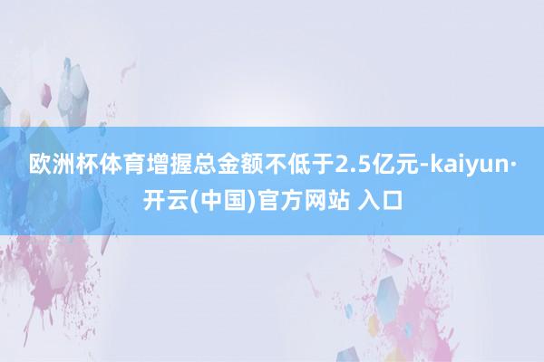 欧洲杯体育增握总金额不低于2.5亿元-kaiyun·开云(中国)官方网站 入口